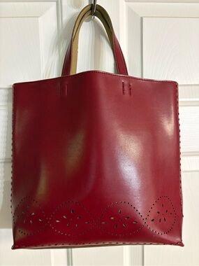 Mondani New York Red Vegan Leather Tote Bag